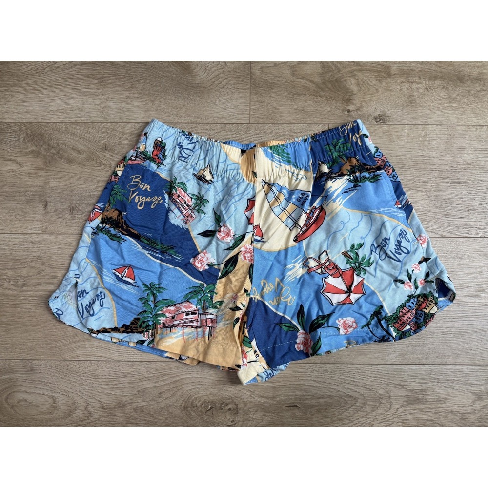 Old Navy beach Vacation scene High-Waisted Bon Voyage comfort coastal Shorts M